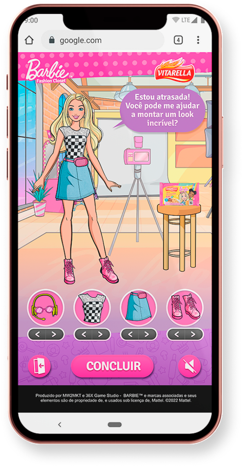 Tela de customização do jogo Barbie Fashion Vitarella