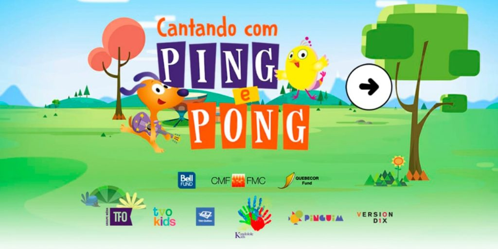 Tela inicial de Cantando com Pingo e Pong